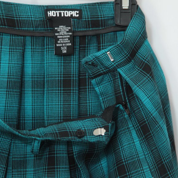 Hot Topic Teal Plaid Pleated Skirt School Girl Punk - Picture 3 of 4